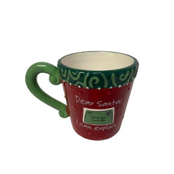 DEAR SANTA I can Explain Mug Cup Coffee Tea Hot Chocolate Scroll Holly Ceramic 4 - Picture 3 of 8